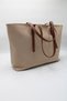 Women's Beige Tan Satin Canvas Mega Large Size Belt Strap Lined Handbag. Arm and Shoulder Bag - 3
