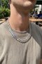 Silver color zircon stone cuban chain model men's necklace 5886 - 2