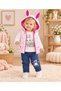Baby Girl Hooded Rabbit Ears Puffy Vest 3-Piece Set with Long Sleeve T-Shirt and Pants