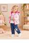 Baby Girl Hooded Rabbit Ears Puffy Vest 3-Piece Set with Long Sleeve T-Shirt and Pants - 6