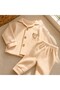 Baby Boy Beige Buttoned Teddy Bear Embroidered 2-Piece Pajama Set - 4