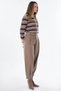 Belt Detailed Pleated Trousers Mink - 6