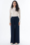 Wide Leg Knitwear Trousers Navy Blue - 3