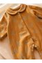 Gots Certified 100% Cotton Muslin Mustard Patterned Natural and Breathable Long Sleeve Baby Girl Romper - 3