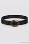 Antique Oval Buckle Faux Leather Belt Lkm0005 Black - 4