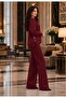 Women's Tricot Suit with Side Buttons and Pique Knitted Pants - 3