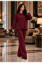 Women's Tricot Suit with Side Buttons and Pique Knitted Pants - 7