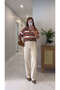 Ruvenna Beige Belted Straight Jean