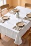 White Linen Effect Stain-Resistant Tablecloth 150X220 cm - 3