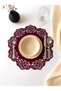 Burgundy Suede Fabric Round Placemat American Service Set of 8 35X35Cm - 2