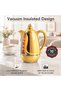 Raqmu 1.3L Vacuum Flask Push Button Plastic Thermal Carafe for Arabic Coffee Tea Majlis Serving. Gold - 4