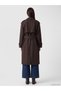 Özmarka New Season Brown Double-Breasted Collar Belted Women's Trench Coat - 4