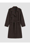 Özmarka New Season Brown Double-Breasted Collar Belted Women's Trench Coat - 5