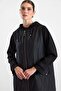 Hooded Jacquard Knitted Fabric Combination Large Size Wear-Removeable Black 6928 - 5