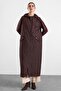 Hooded Jacquard Knitted Fabric Combination Large Size Wear-Remove Jacket Brown 6928 - 4