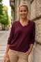 Burgundy V-Neck Long Sleeve Ribbed Collar with Chain Accessory Casual Knitwear Sweater 63 62 - 3