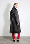 High Collar Long Trench Coat - Black - 7