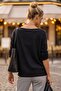 Black Boat Neck Long Sleeve Ribbed Horizontal Decorative Stitched Casual Oversize Knitwear Sweater 68 70 - 7