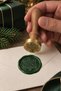 Christmas Themed Brass Candle Seal with Wooden Handle - 2.5 cm Diameter, Merry Christmas Printed Seal with Snow Pattern - 6