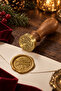 Christmas Themed Wooden Brass Candle Seal - 2.5 cm Diameter, Star Patterned Merry Christmas Printed Seal - 7