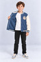 Boy's College Jacket with Emblem Detail and Contrast Sleeves Bomber Jacket Ak26681 - 3