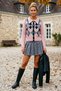 Pink Jacket Collar Long Sleeve Diamond Patterned Front Decorative Buttoned Non-Opening Stitched Casual Knitwear Sweater 62 60 - 5