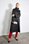 High Collar Long Trench Coat - Black - 6