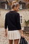 Black Jacket Collar Long Sleeve Diamond Patterned Decorative Buttons on the Front Unfastened Stitched Casual Knitwear Sweater 62 60 - 8