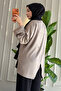 6656 - Comfortable, Casual Basic Women's Long Sweatshirt with Cufflink Detail - 6
