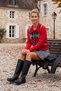 Red Jacket Collar Long Sleeve Diamond Patterned Decorative Buttoned Front Non-Opening Stitched Knitwear Sweater 62 60 - 5
