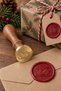 Christmas Themed Brass Candle Seal with Wooden Handle - 2.5 cm Diameter, New Year's Sleigh Santa Claus Printed Seal - 6