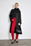High Collar Long Trench Coat - Black - 2