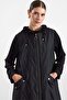 Hooded Jacquard Knitted Fabric Combination Large Size Wear-Removeable Black 6928 - 3