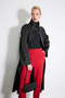 High Collar Long Trench Coat - Black - 4