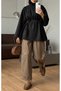 Oversized Tunic with Piping and Laces - 62410 - Black - 2