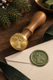 Christmas Themed Wooden Brass Candle Seal - 2.5 cm Diameter, New Year Deer Printed Gift Package, Envelope Seal - 6