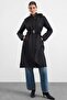 Hooded Thin Quilted Coat with Thin Plush Detail on the Inside Black 6938 - 5