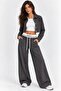 Brooklyn Women's Crop Shirt & Wide-Leg Pants Two-Piece Set – Anthracite