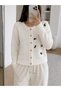 Crew Neck Ribbon Detailed Knitwear Cardigan - Ecru - 4