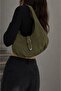 Studded Buckle Half Moon Shaped Suede Women's Shoulder Bag - 3