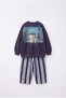 Children's Cotton and Milo Navy Blue Sweatshirt and Striped Sweatpants Set