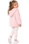 Girl's Zipper Closure Hooded Powder Color Plush Cardigan - 2