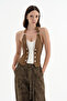 Women's Halter Neck Lace Fabric Detailed Design Corset