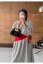 Women's Hijab Striped Lace-Up Long Dress Stylish and Comfortable Cut - 4