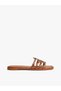 TH Kadın Script Flat Mule Deri Sandalet