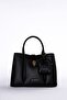 Black leather lockable shoulder bag