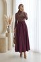 Buttoned Front Skirt with Pleated Detail - 3085 - Claret Red