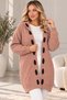 Women's Hoodless Hooded Long Sleeve Diamond Patterned Stripe Detailed Stylish Comfortable Fit Soft Trend Casual Cinnamon Knitwear Cardigan - 5