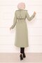 Double-Breasted Button Detailed Lined Long Trench Coat Green Olive - 5