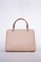 Leather Handbag with Stitching Detail Mink - 2